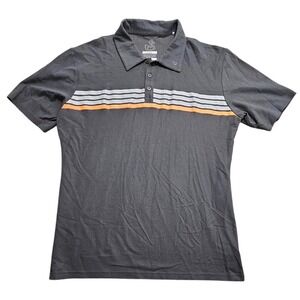 Swannies Large Charcoal Grey Striped Performance Golf Polo Shirt Short Sleeve